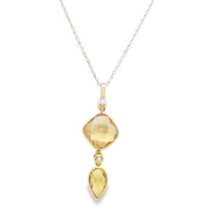 14kt YG Citrine and (2) Dia 2.60g