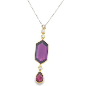 14K Gold Amethyst and Diamond Necklace by Olivia B. LLC