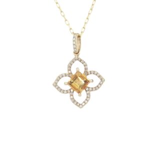 14K Yellow Gold "Eclectica Collection" Citrine Venetian Princess Necklace with Diamonds - 16 Inches