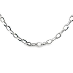 14K White Gold 17" Oval Link Chain Necklace
