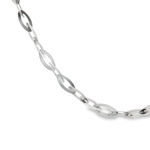 14K White Gold 17" Oval Link Chain Necklace