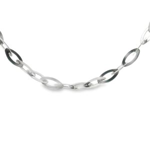 14K White Gold 17" Oval Link Chain Necklace