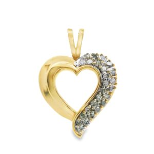 14K Yellow Gold Diamond Heart Pendant 2.9 grams