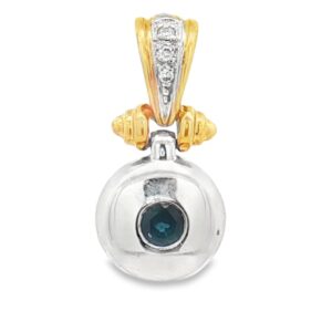 95-00228 Pendant 14KT .22 CT Sapphire Bezel Set Set In WG w/Very Small Dia's in YG Bale