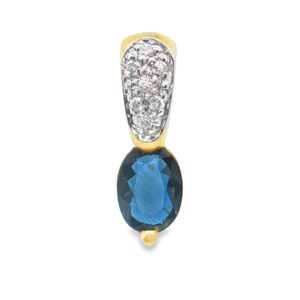 0371-10 Pendant 14KT 1.00 CT Oval Sapphire w/.05CT TW Dia 1.24 grams