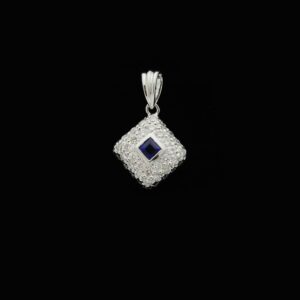 18K Gold Sapphire and Diamond Pendant