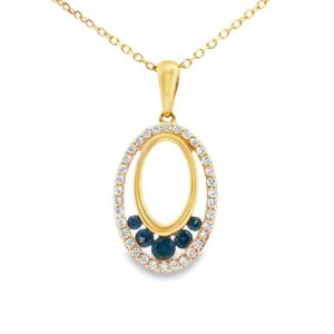14K Yellow Gold Sapphire and Diamond Pendant
