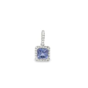 18K White Gold Tanzanite and Diamond Pendant