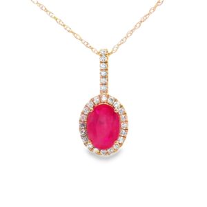 14K Yellow Gold Diamond .20ctw and Ruby Pendant Necklace