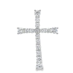 14K White Gold Diamond Pendant with 16 Round Stones