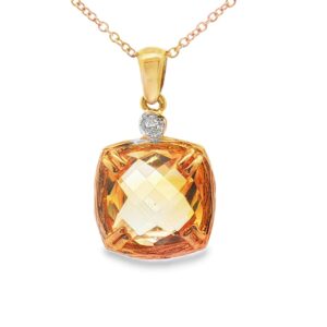 14K Yellow Gold Citrine Pendant Necklace