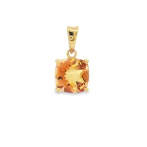Citrine Cushion Pendant in 14K Yellow Gold with 2.00 ctw Stone