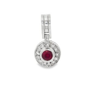 14K White Gold Ruby Pendant with Diamonds