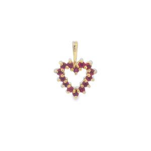 14K Two-Tone Ruby Heart Pendant with 0.25 ctw Stones