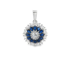 925 Silver Blue Spinel and Cubic Zirconia Pendant 2.03g