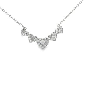 Women’s 17.5 Inch .925 Silver Round CZ Heart Pendant Necklace 2.12g