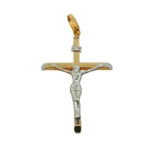 14K White + Yellow Gold Crucifix Pendant