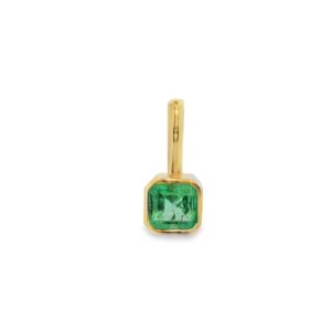 14K Yellow Gold Asscher Emerald Cut 7x7mm Drop Pendant 2.01ct