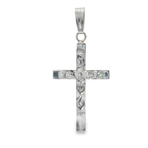 14K White Gold Cross
