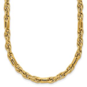 Leslie's 14K Polished and Textured Fancy Link Necklace - 18 inches