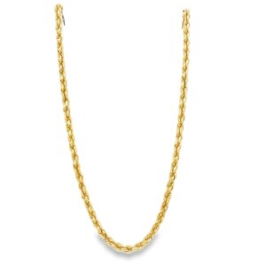 14kt Yellow Gold Diamond Cut Rope Chain 14.4g