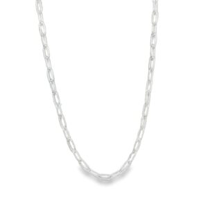 Sterling Silver Paperclip 3MM Chain Necklace - 18 Inches