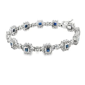 0727-14 Bracelet 14KT WG w/3.24 TWD ,1.64 TW Sapphire, 20.21 grams