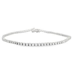 14K White Gold Lab-Grown Diamond Tennis Bracelet with 82 Round Stones