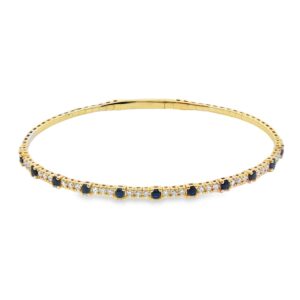 14K Diamond/Hydro-Treated Sapphire Flex Bangle