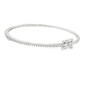 14K White Gold Diamond Bangle with Diamonds on Top