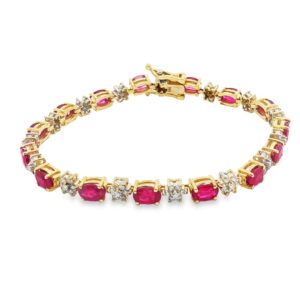 0456-17 Bracelet 14KT YG Ruby & Dia, 9.12 CT TWR, 1.57 TWD, 8.2 DWT