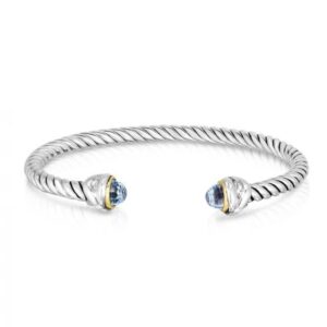 Sterling Silver and 18K Gold Italian Cable with Blue Topaz