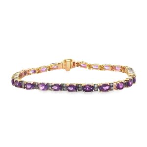 14K Yellow Gold Amethyst and Diamond Bracelet