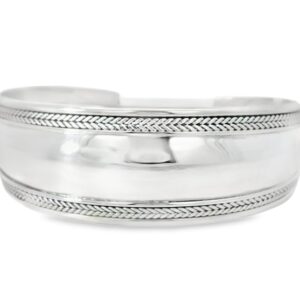 .925 Silver Women's White Cuff Bracelet