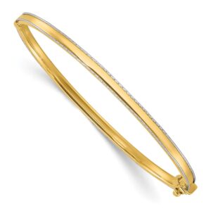 14K Yellow Two-Tone Polished and D/C Hinged Bangle 3mm
