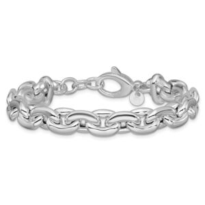 Leslie's Sterling Silver RH-Plated Polished Cable Link with .5in ext. Bracelet
