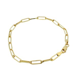 14K Yellow Gold Paperclip 3.5mm Bracelet - 8 Inches