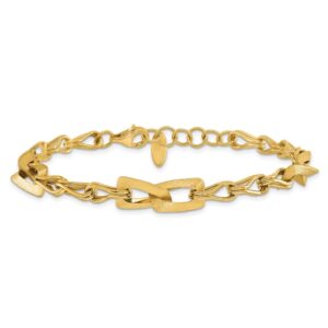 Leslie's 14K Polished and Satin Fancy Link with 1in ext. Bracelet