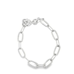 Franco Stellari .925 Silver Open Link 8" Diamond Cut Bracelet