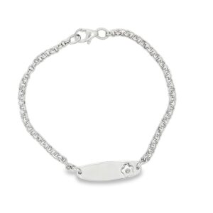 Kiddie Kraft Sterling Silver "Flower" Theme Identification Bracelet - 6.25 inches