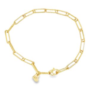 14K Gold Yellow Mini Fancy PaperClip Bracelet 7.25 inches