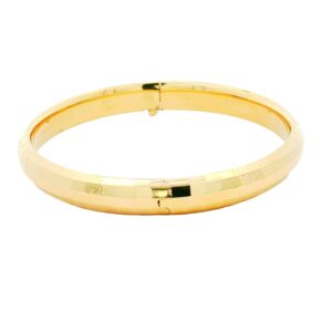 14K Yellow Gold Faceted Bangle 9MM Bracelet
