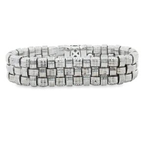 14K White Gold 7.5" Basket Weave Bracelet 17mm Wide