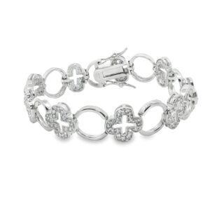 Sterling Silver Clover Link Bracelet - 7.5 Inches