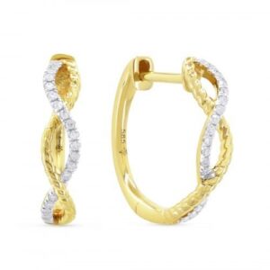 14K Yellow Gold Diamond Hoops