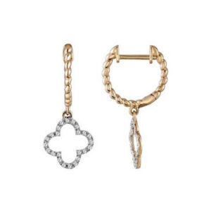 14K dia .10ct four leaf open clover drop