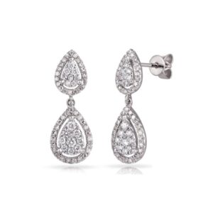 14K White Gold .62ct Diamond Pear Shape Drop Earrings