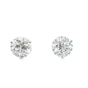 14K White Gold Lab Grown Round Studs Earrings, E,VS-1, 5.07cttw, IGI Certified