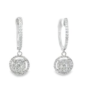 14K White Gold 0.50ct Diamond Floral Cluster Drop Earring