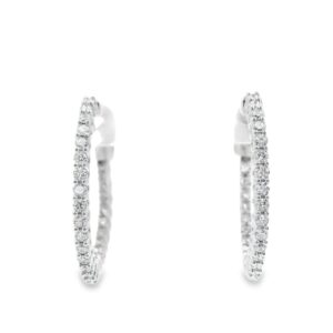 14K White Gold Lab-Grown Diamond Earrings with 50 Stones